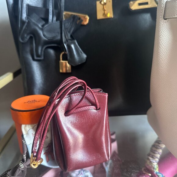 Hermes Vintage Box Calf Vespa Pouch in Rouge Bordeaux GHW - Picture 1 of 1